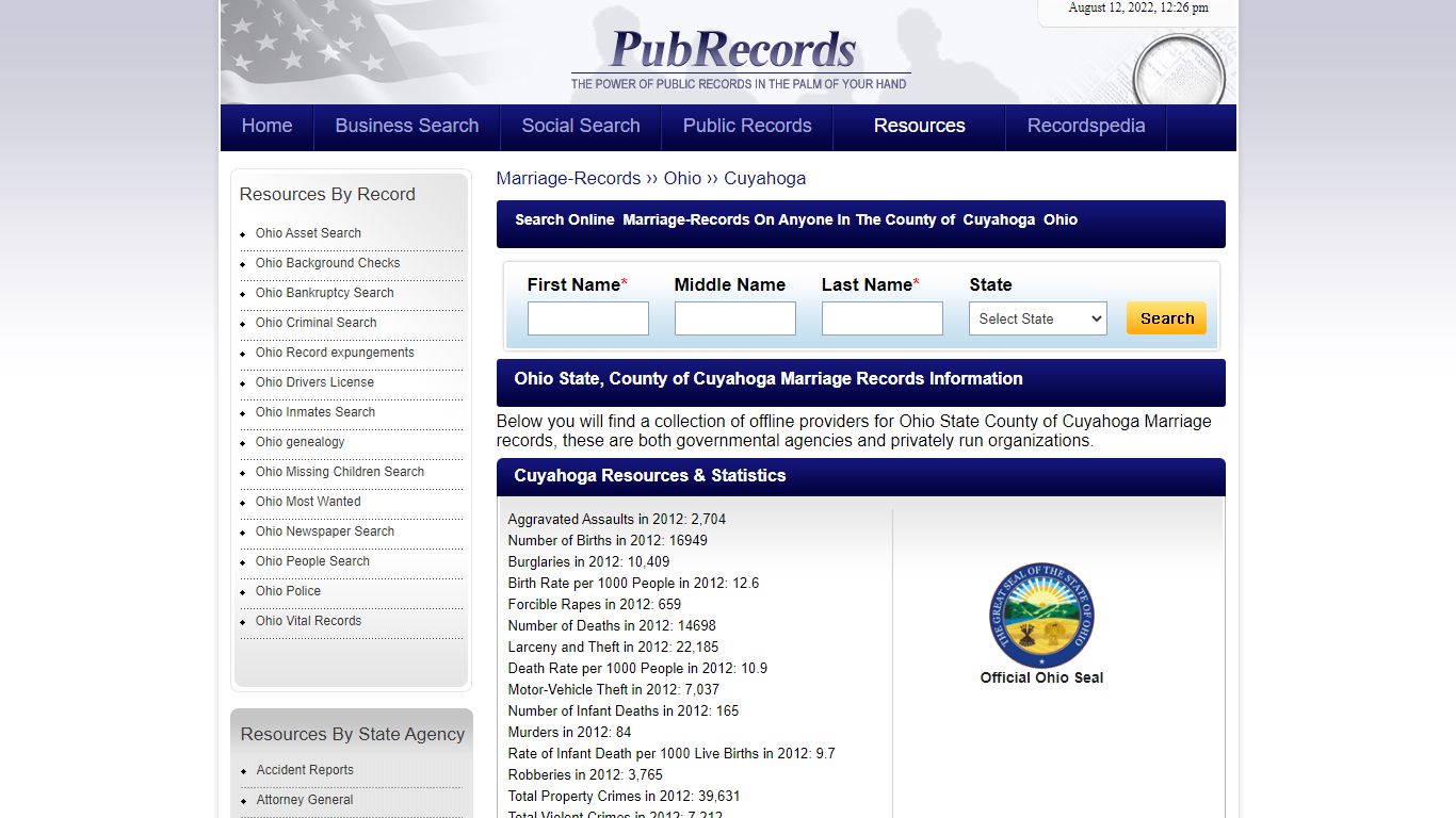 Cuyahoga County, Ohio Marriage Records