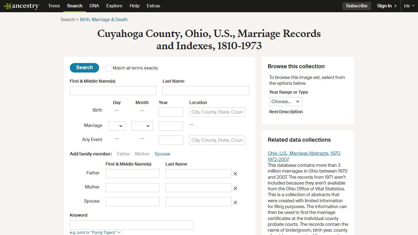 Cuyahoga County, Ohio, U.S., Marriage Records and Indexes ...