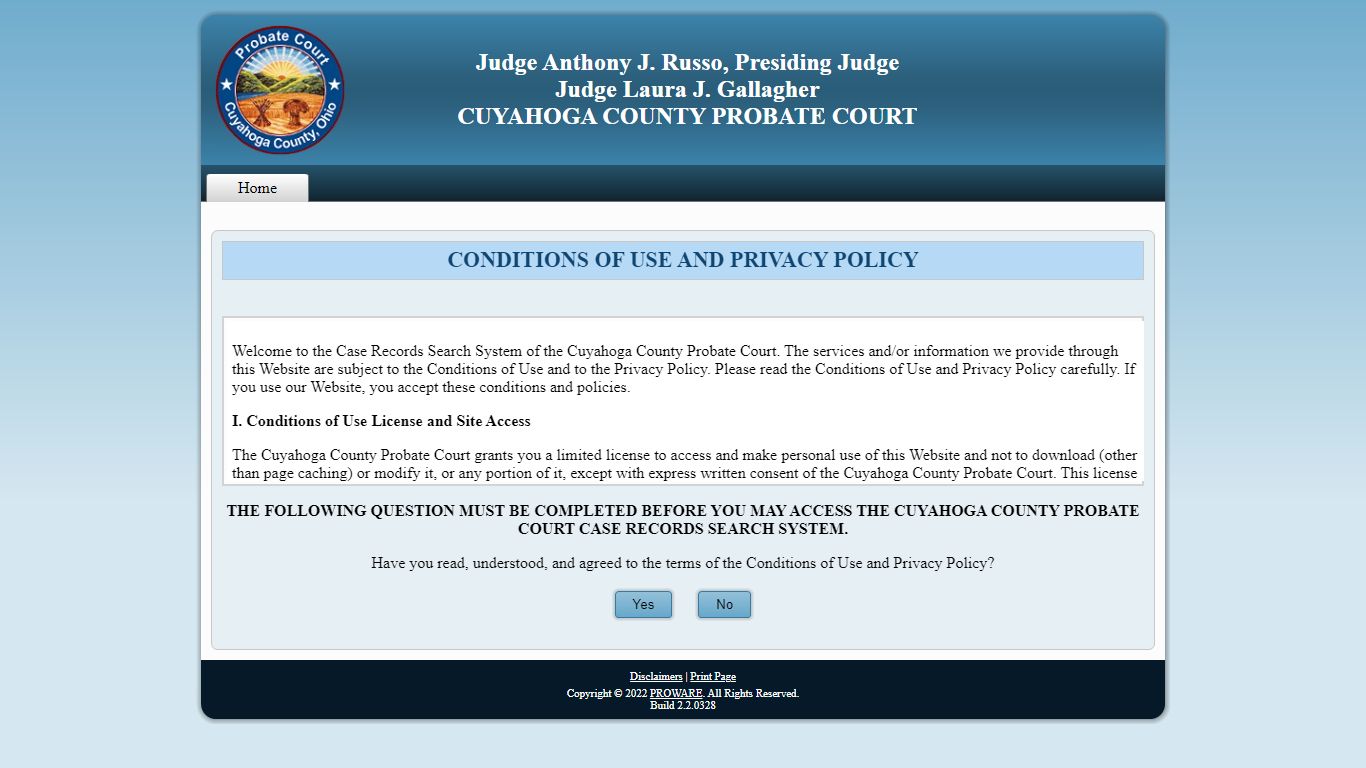 Probate Court of Cuyahoga County, Ohio - Web Docket Terms ...